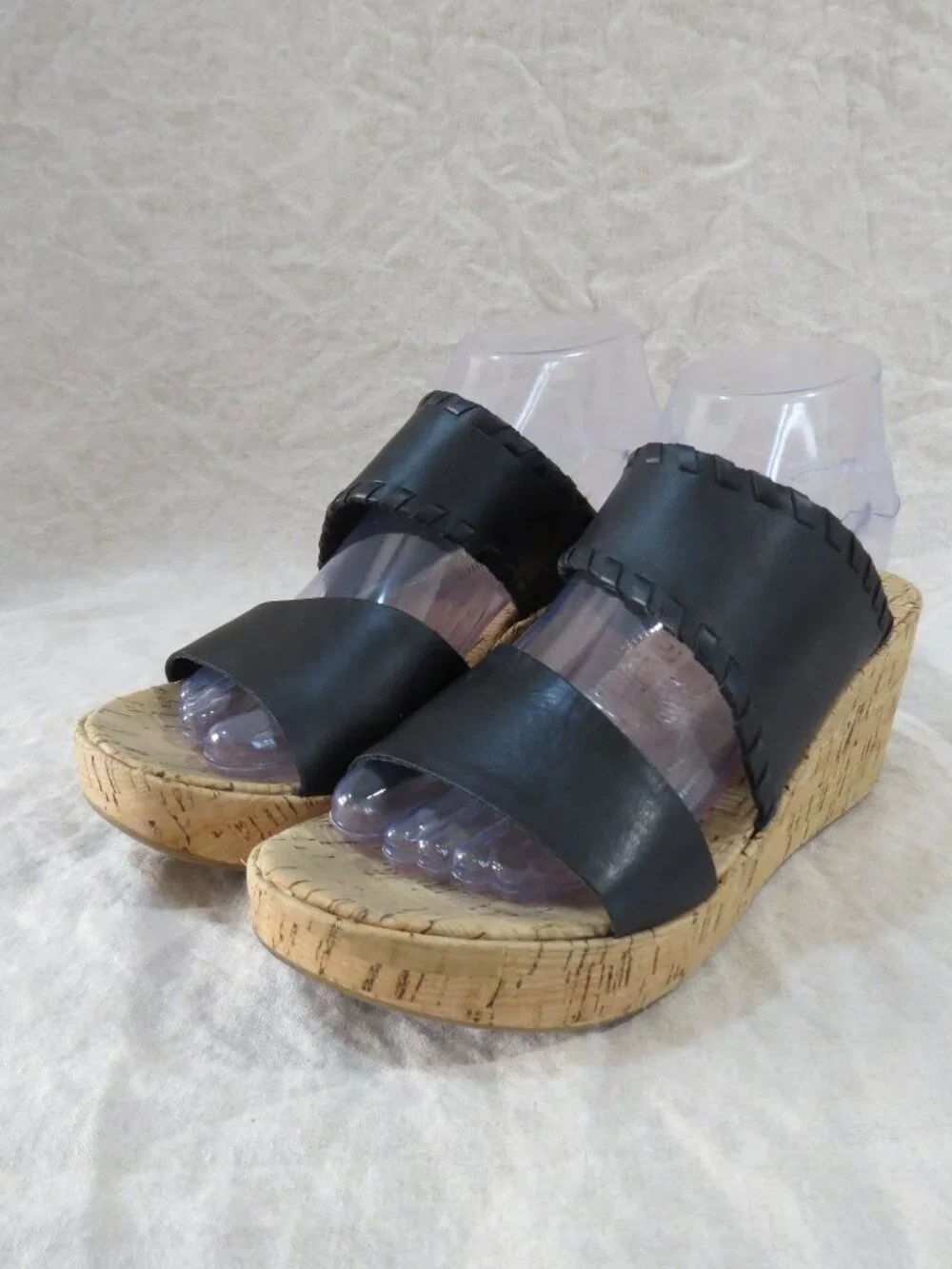 KORKS Kendri Sandals Black Leather SIZE 9 Whip Stitch Detail